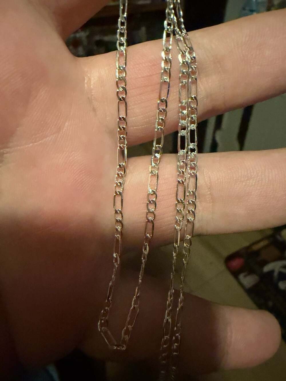 Silver played Figaro Chain Necklace 26 inch